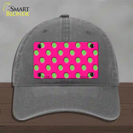 Lime Green Polka Dots Hot Pink Novelty License Plate Hat Unconstructed Cotton / Charcoal