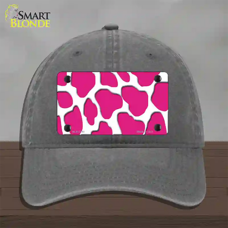 Pink White Giraffe Novelty License Plate Hat Unconstructed Cotton / Charcoal