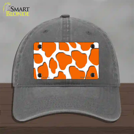 Orange White Giraffe Novelty License Plate Hat Unconstructed Cotton / Charcoal