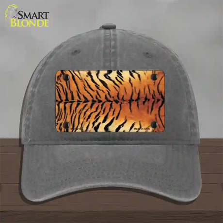 Tiger Pattern Novelty License Plate Hat Unconstructed Cotton / Charcoal