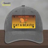 Save A Tree Eat a Beaver Novelty License Plate Hat Unconstructed Cotton / Charcoal