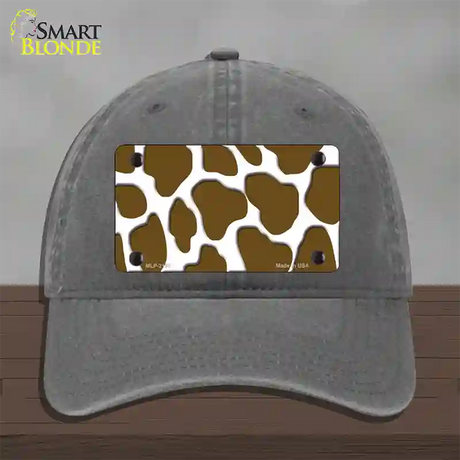 Brown White Giraffe Novelty License Plate Hat Unconstructed Cotton / Charcoal