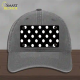 White Polka Dots Black Novelty License Plate Hat Unconstructed Cotton / Charcoal