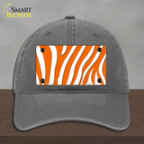 Orange White Zebra Novelty License Plate Hat Unconstructed Cotton / Charcoal