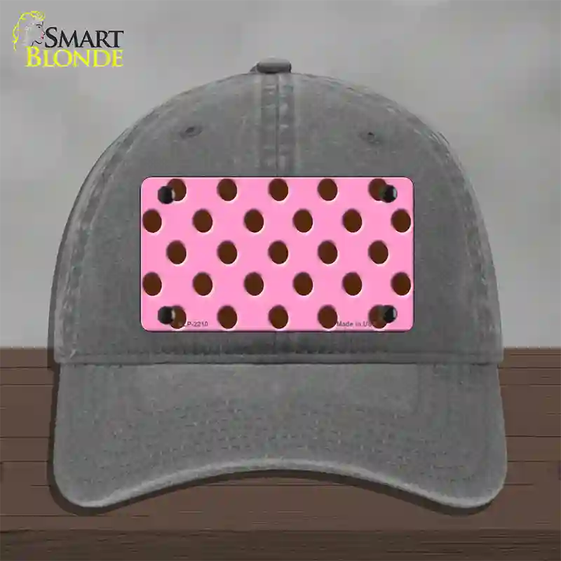 Chocolate Brown Polka Dots Pink Novelty License Plate Hat Unconstructed Cotton / Charcoal