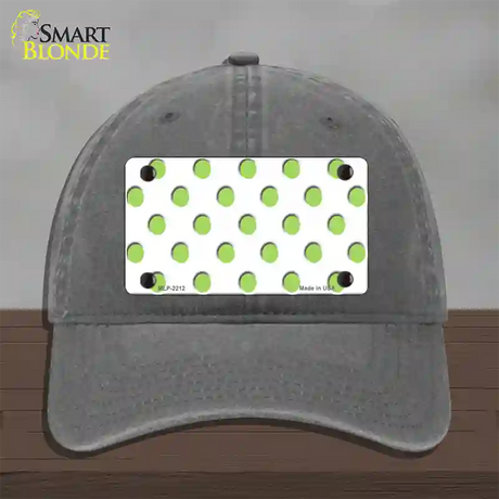 Lime Green Polka Dots White Novelty License Plate Hat Unconstructed Cotton / Charcoal