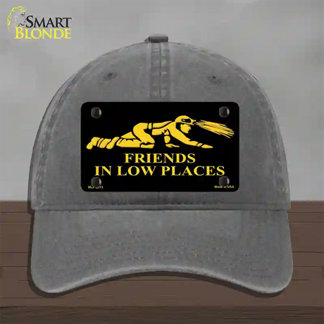 Miners Friends In Low Places Novelty License Plate Hat Unconstructed Cotton / Charcoal