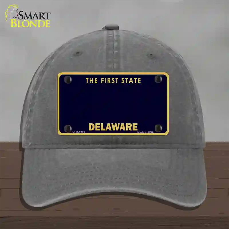 Delaware State Blank Novelty License Plate Hat Unconstructed Cotton / Charcoal