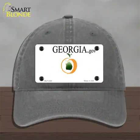 Georgia State Blank Novelty License Plate Hat Unconstructed Cotton / Charcoal