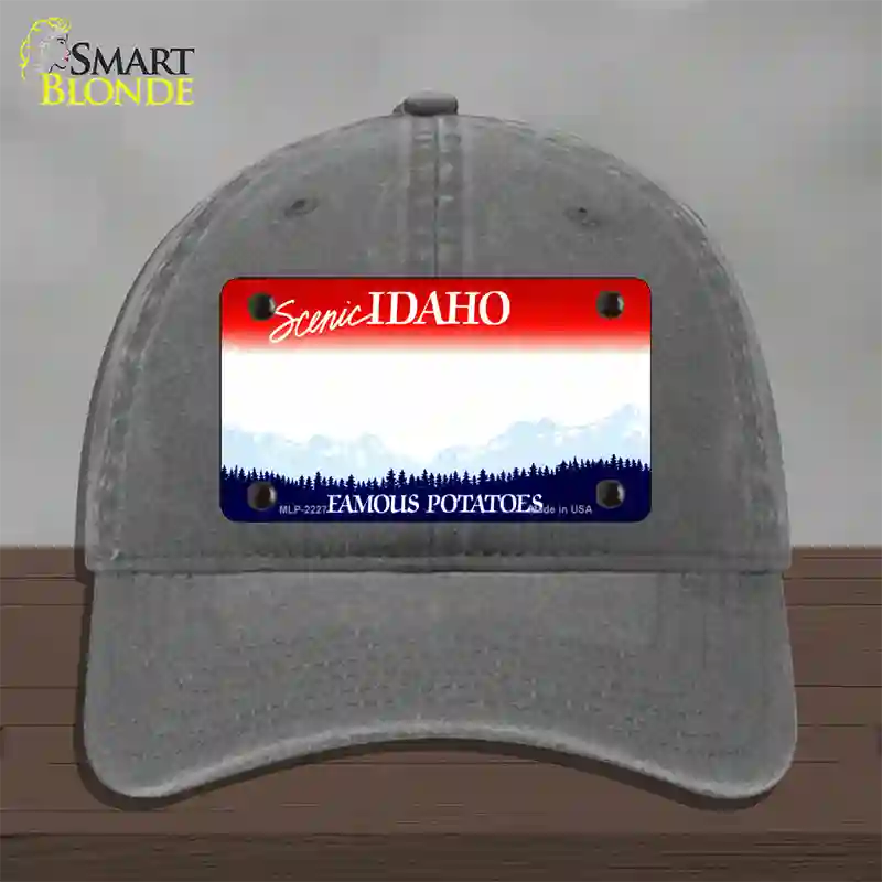 Idaho State Blank Novelty License Plate Hat Unconstructed Cotton / Charcoal