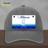 Illinois State Blank Novelty License Plate Hat Unconstructed Cotton / Charcoal