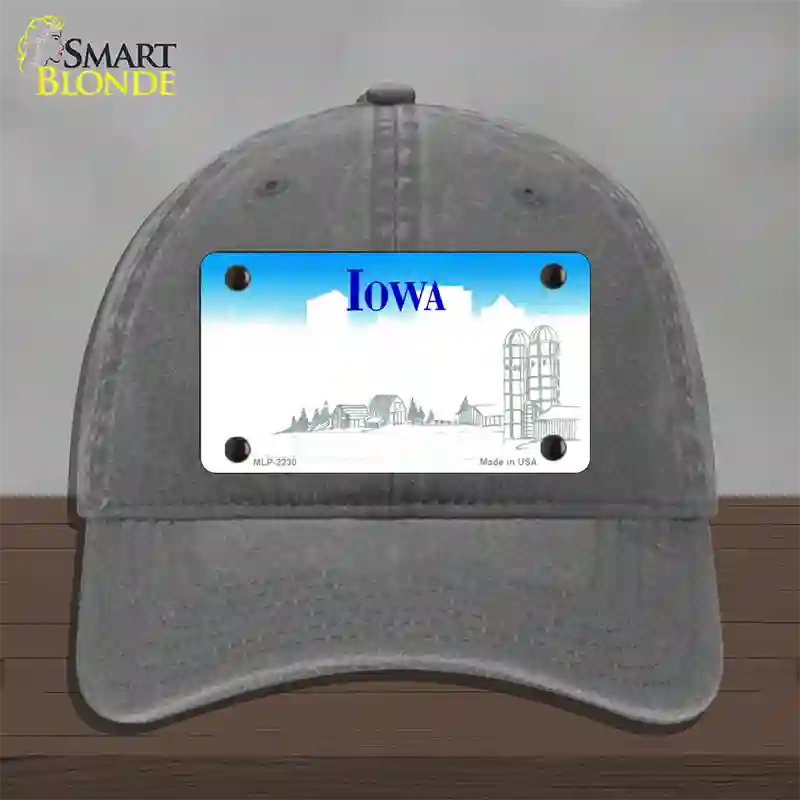 Iowa State Blank Novelty License Plate Hat Unconstructed Cotton / Charcoal