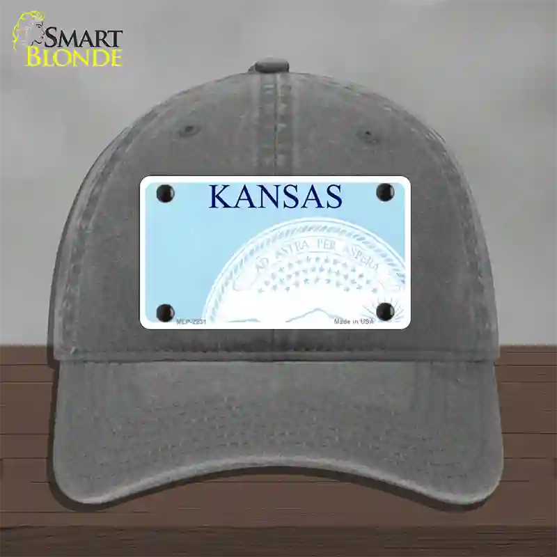 Kansas State Blank Novelty License Plate Hat Unconstructed Cotton / Charcoal