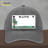 Maine State Blank Novelty License Plate Hat Unconstructed Cotton / Charcoal