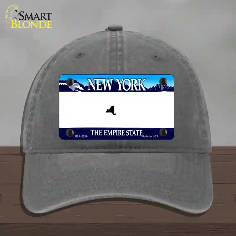 New York State State Blank Novelty License Plate Hat Unconstructed Cotton / Charcoal