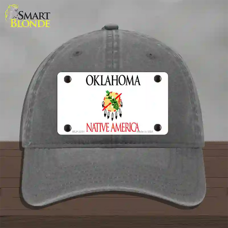 Oklahoma State Blank Novelty License Plate Hat Unconstructed Cotton / Charcoal