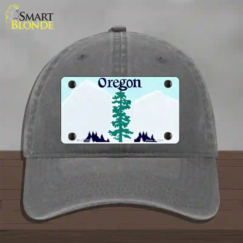 Oregon State Blank Novelty License Plate Hat Unconstructed Cotton / Charcoal