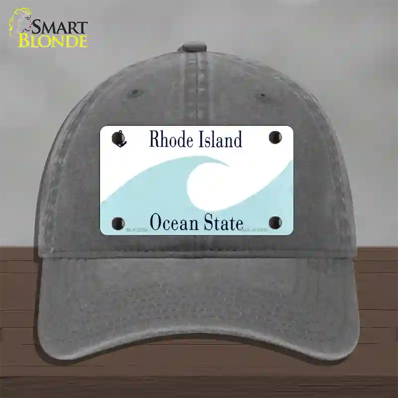 Rhode Island State Blank Novelty License Plate Hat Unconstructed Cotton / Charcoal