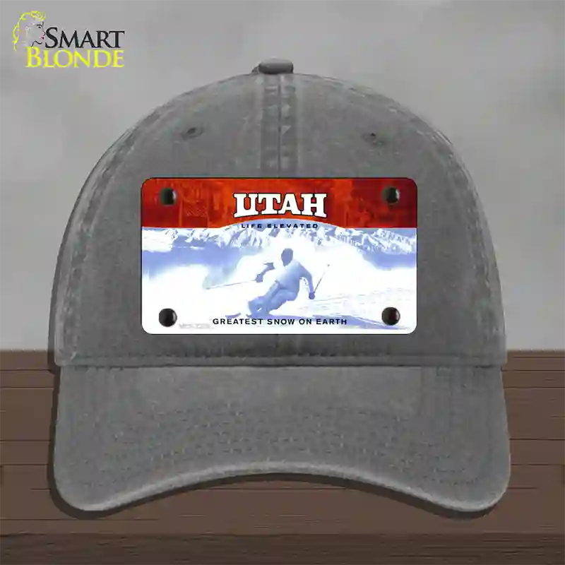 Utah State Blank Novelty License Plate Hat Unconstructed Cotton / Charcoal