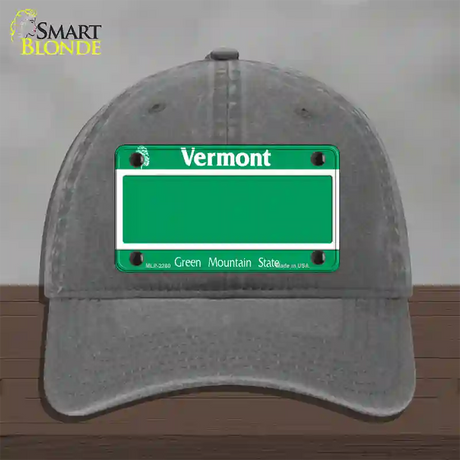 Vermont State Blank Novelty License Plate Hat Unconstructed Cotton / Charcoal