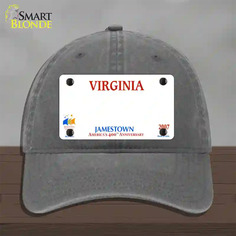 Virginia State Blank Novelty License Plate Hat Unconstructed Cotton / Charcoal