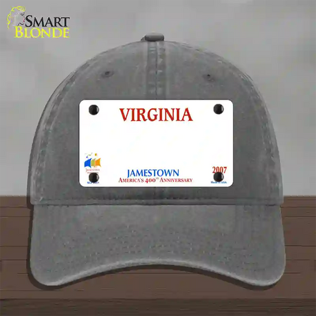 Virginia State Blank Novelty License Plate Hat Unconstructed Cotton / Charcoal