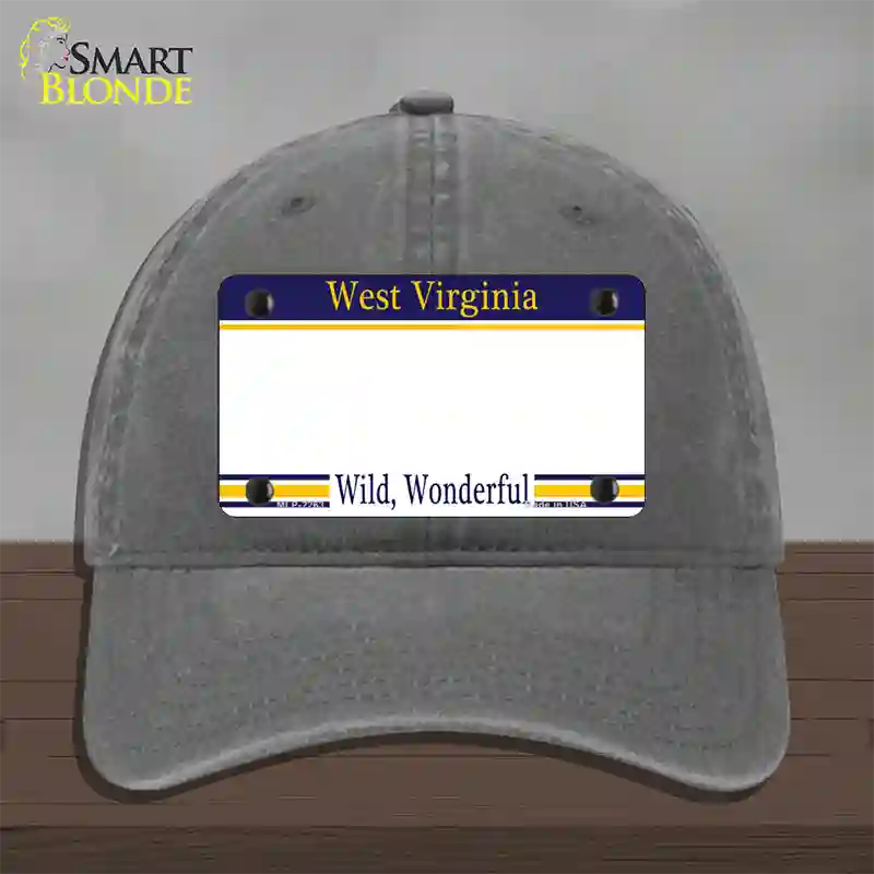 West Virginia State Blank Novelty License Plate Hat Unconstructed Cotton / Charcoal