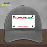 Wisconsin State Blank Novelty License Plate Hat Unconstructed Cotton / Charcoal