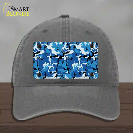 Blue Camouflage Novelty License Plate Hat Unconstructed Cotton / Charcoal