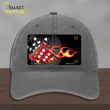 Fire Dice Flame Novelty License Plate Hat Unconstructed Cotton / Charcoal