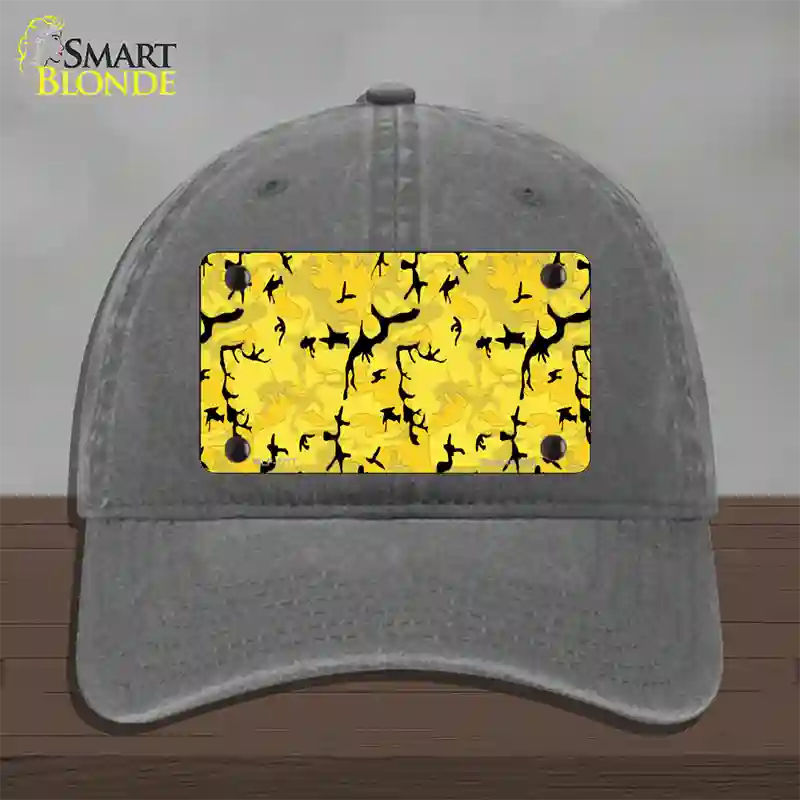 Yellow Camouflage Novelty License Plate Hat Unconstructed Cotton / Charcoal