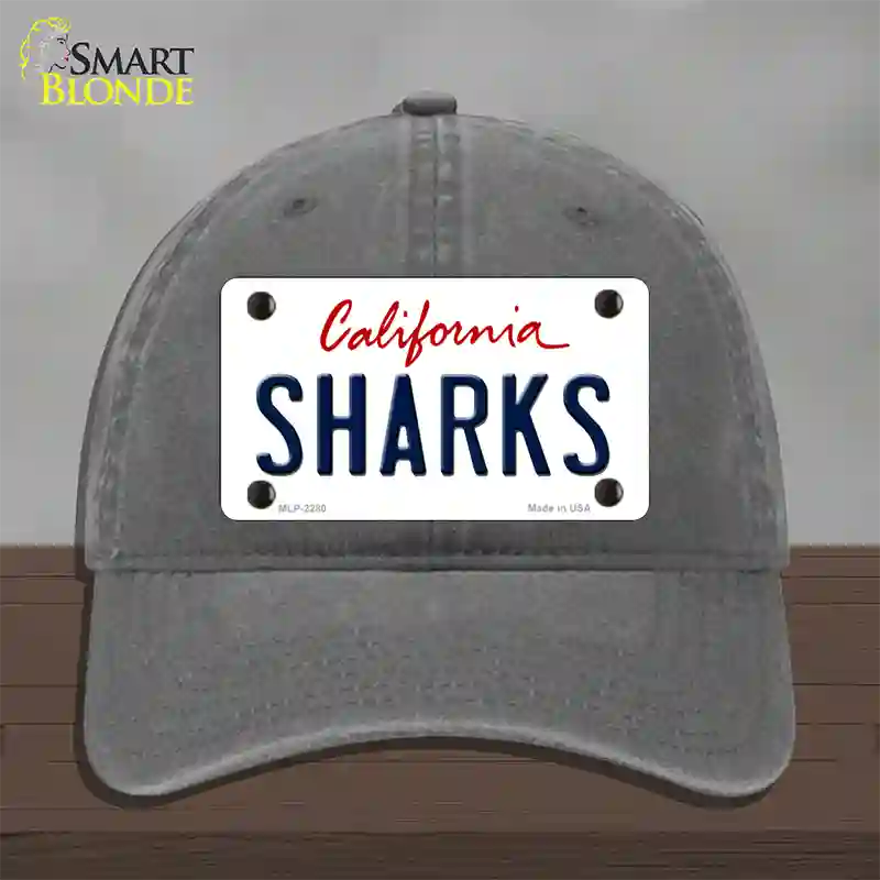 Sharks California State Novelty License Plate Hat Unconstructed Cotton / Charcoal