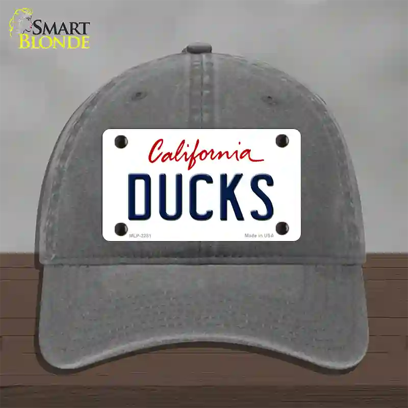 Ducks California State Novelty License Plate Hat Unconstructed Cotton / Charcoal