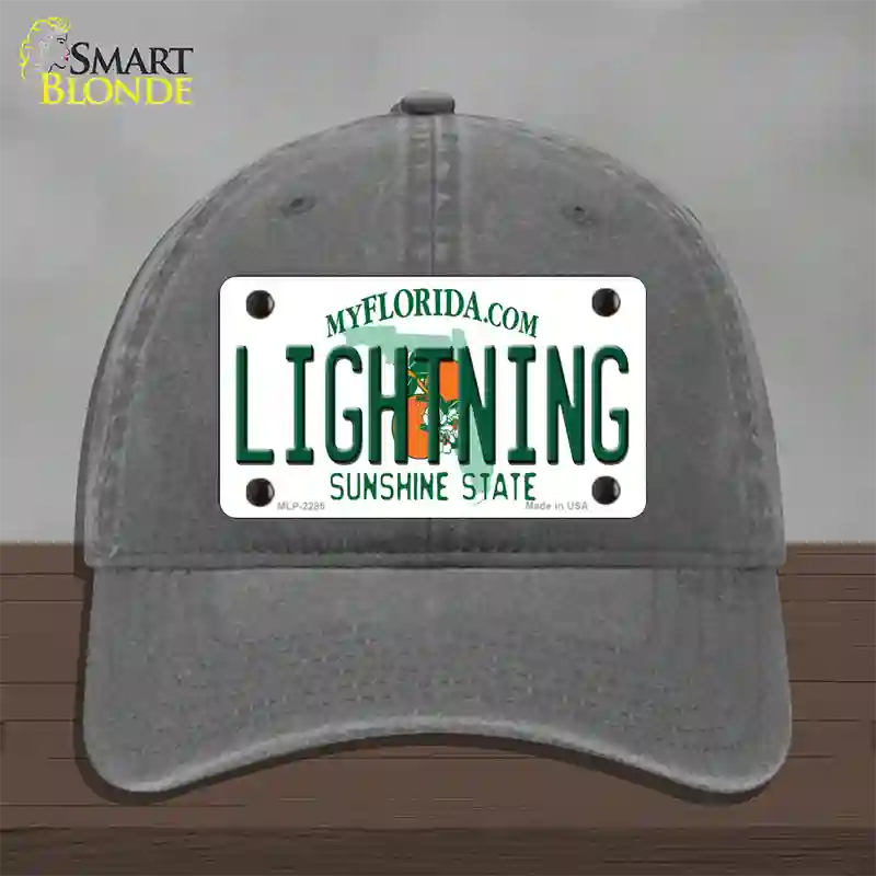 Lightning Florida State Novelty License Plate Hat Unconstructed Cotton / Charcoal