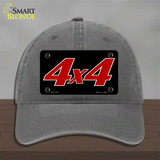 4 X 4 Black Novelty License Plate Hat Unconstructed Cotton / Charcoal