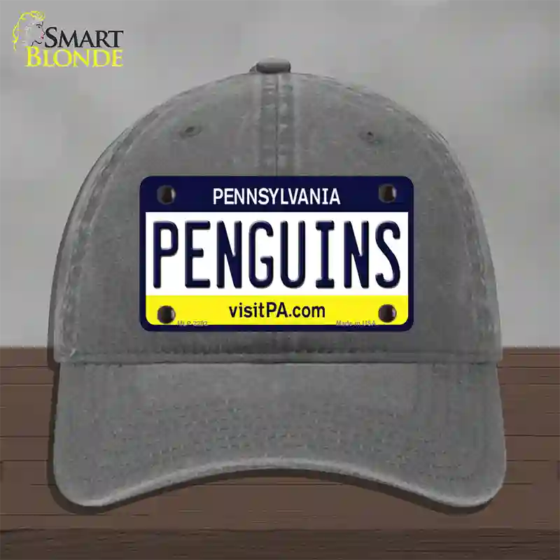 Penguins Pennsylvania State Novelty License Plate Hat Unconstructed Cotton / Charcoal