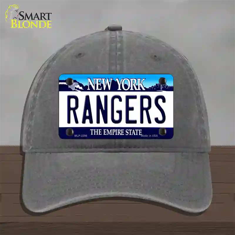 Rangers New York State Novelty License Plate Hat Unconstructed Cotton / Charcoal