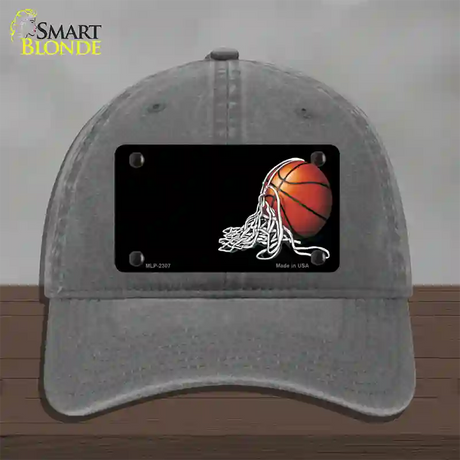 Basketball With Net Offset Novelty License Plate Hat Unconstructed Cotton / Charcoal