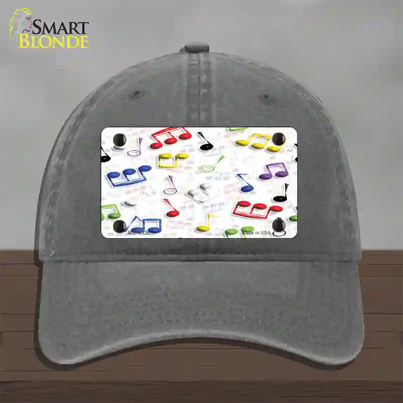 Musical Notes Multi-Color Novelty License Plate Hat Unconstructed Cotton / Charcoal