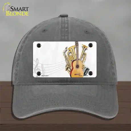 Musical Instruments Offset Novelty License Plate Hat Unconstructed Cotton / Charcoal