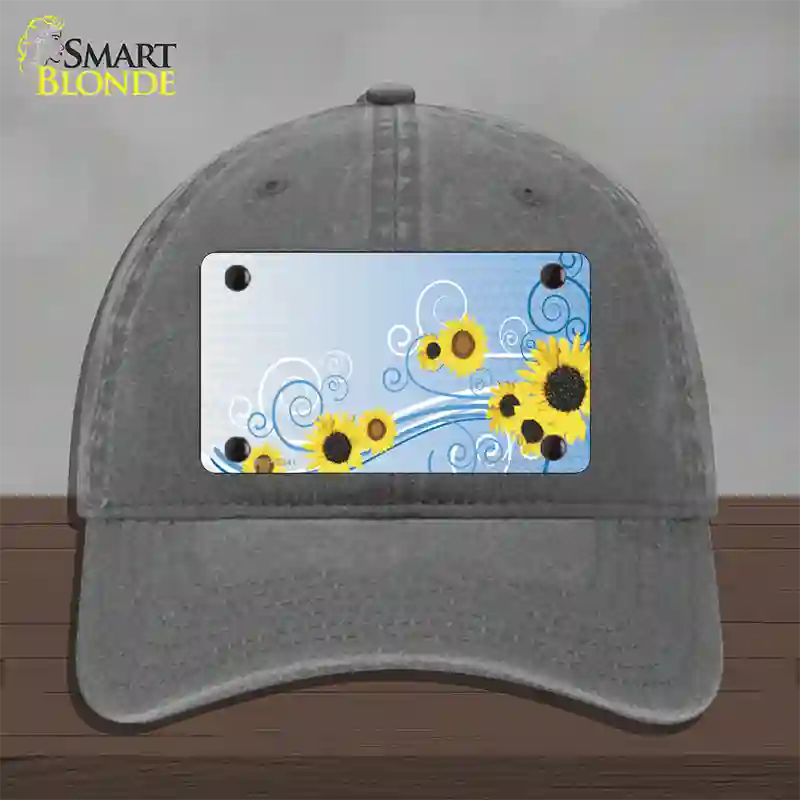 Sunflowers Novelty License Plate Hat Unconstructed Cotton / Charcoal