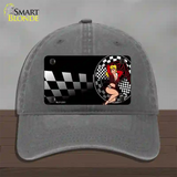 Racing Pin Up Girl Novelty License Plate Hat Unconstructed Cotton / Charcoal