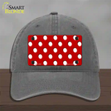 White Polka Dots Red Novelty License Plate Hat Unconstructed Cotton / Charcoal