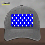 White Polka Dots Royal Blue Novelty License Plate Hat Unconstructed Cotton / Charcoal