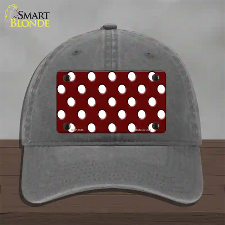 White Polka Dots Burgundy Novelty License Plate Hat Unconstructed Cotton / Charcoal