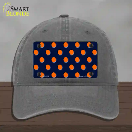 Orange Polka Dots Navy Blue Novelty License Plate Hat Unconstructed Cotton / Charcoal