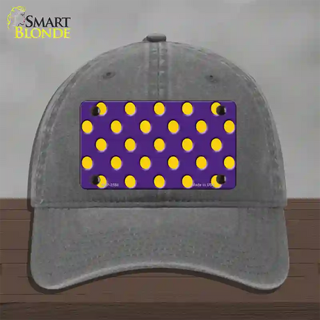 Yellow Polka Dots Purple Novelty License Plate Hat Unconstructed Cotton / Charcoal