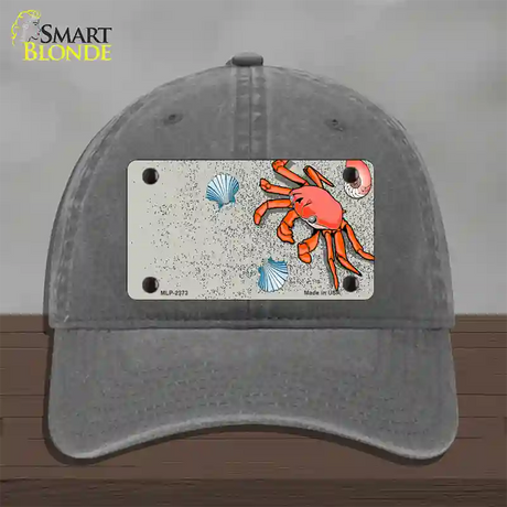 Crab And Seashells Novelty License Plate Hat Unconstructed Cotton / Charcoal