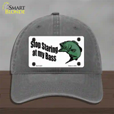 Stop Staring At My Bass Novelty License Plate Hat Unconstructed Cotton / Charcoal