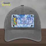 I Believe Novelty License Plate Hat Unconstructed Cotton / Charcoal